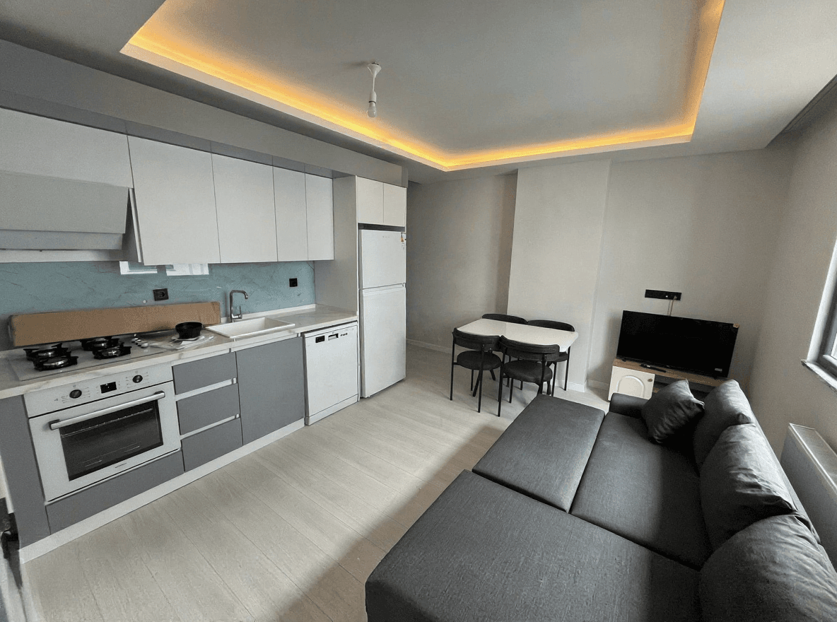 Atatürk Mahallesi 1+1 kiralık dairenin salonu